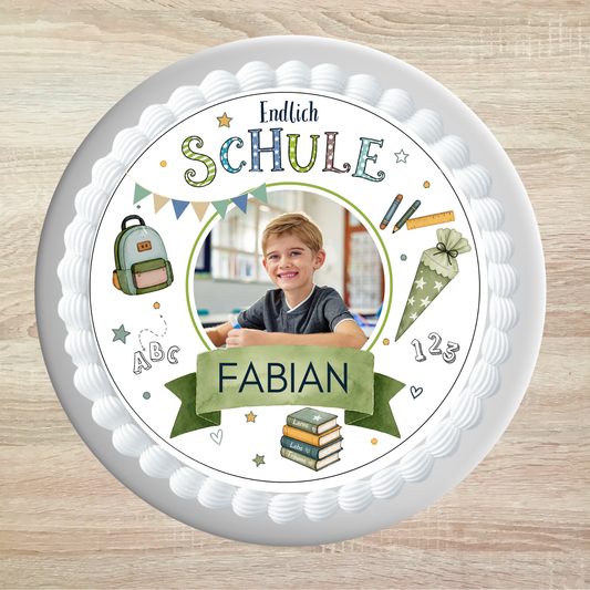 Tortenaufleger Einschulung Endlich Schule personalisiert
