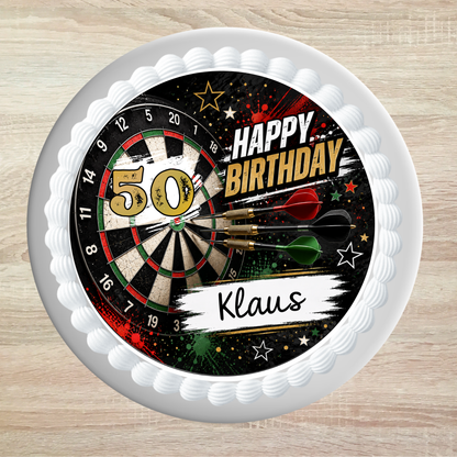 Tortenaufleger Dartscheibe Geburtstag personalisiert