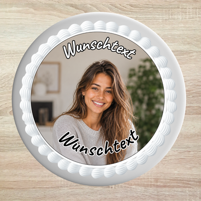 Tortenaufleger eigenes Foto – personalisiert mit deinem Bild, Logo oder Spruch