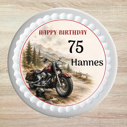 Tortenaufleger Happy Birthday Biker & Motorradliebhaber – personalisiert