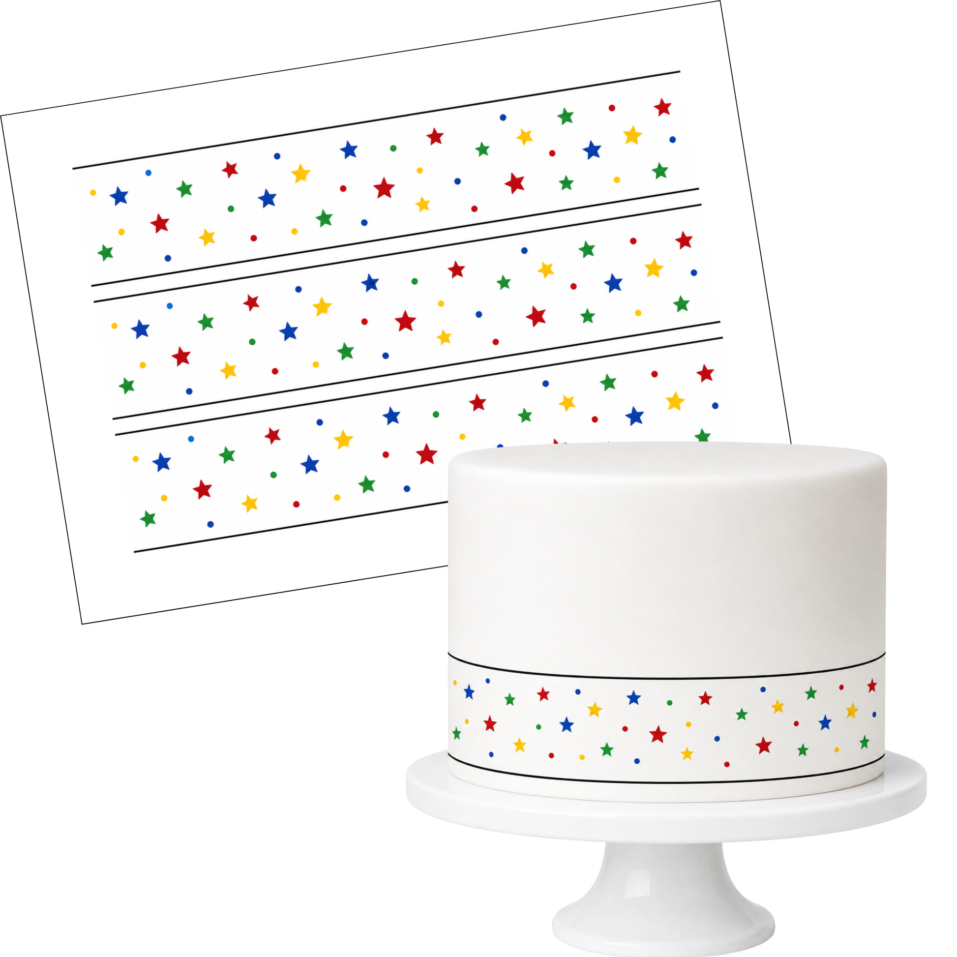 Tortenband Bunte Sterne essbar auf Torte – Kindergeburtstag Tortendeko