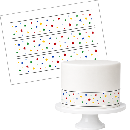 Tortenband Bunte Sterne essbar auf Torte – Kindergeburtstag Tortendeko