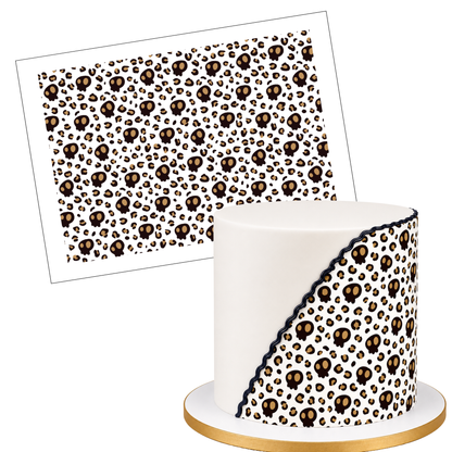 Tortenbild Leopard Skulls Zuckerpapier – Motivmuster auf weißem Hintergrund