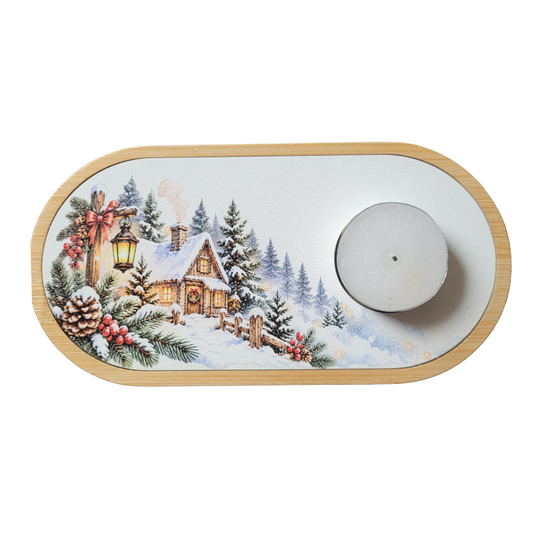 Untersetzer Weihnachten mit Teelichthalter - Winterhaus Laterne