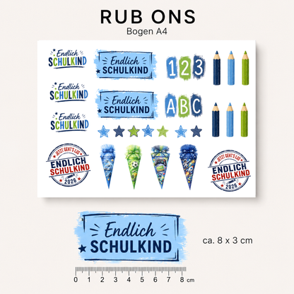 Rub Ons Einschulung Jungen – Sticker Schulanfang A4