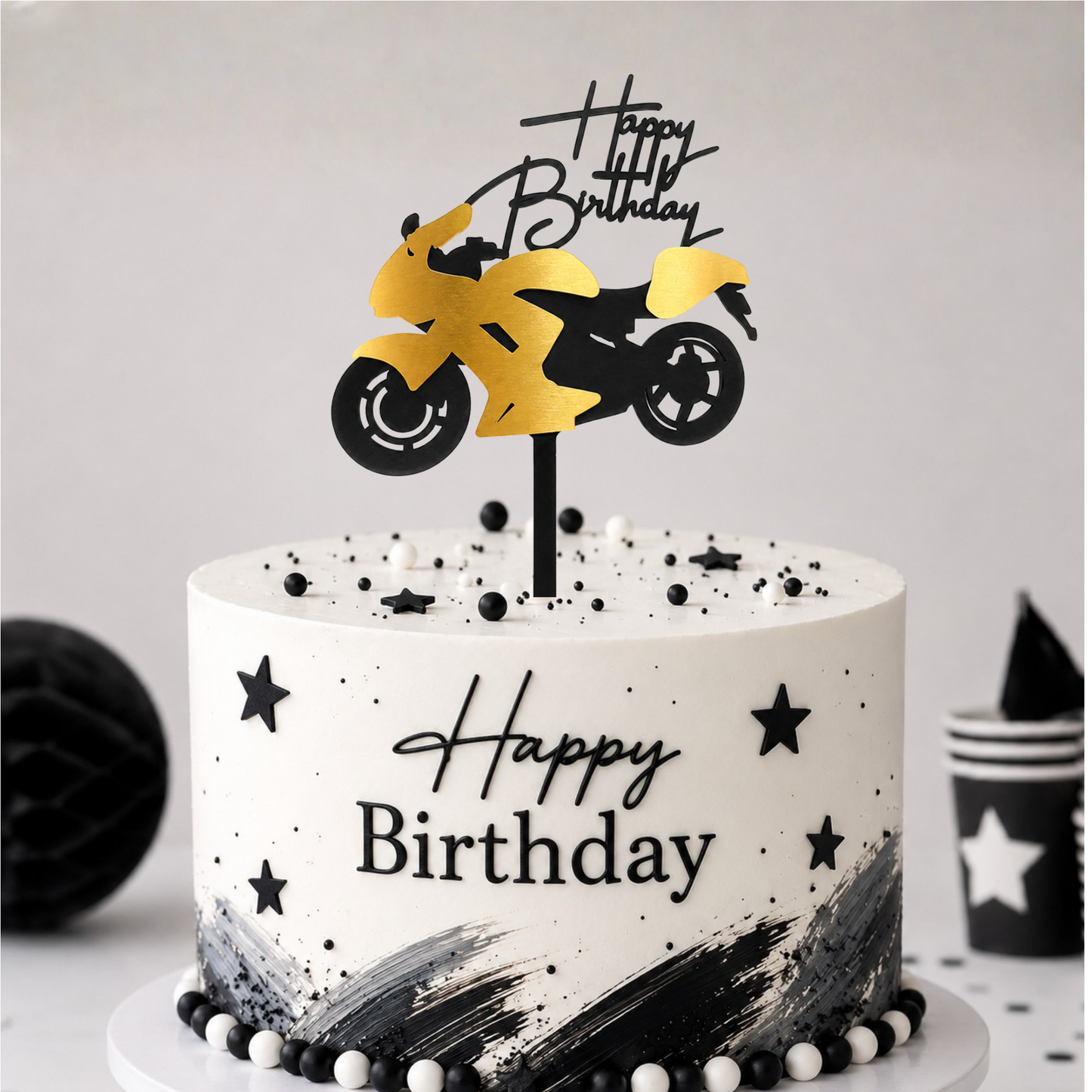 Tortenstecker Motorrad gold – Caketopper Geburtstag & Führerschein