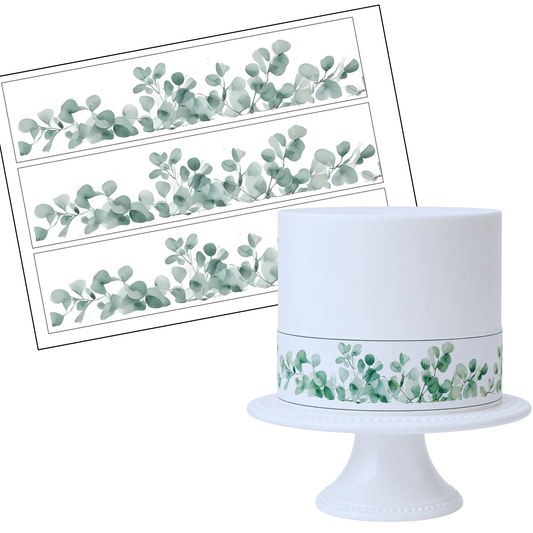 Tortenband Eukalyptus Grün Grau – Zuckerpapier