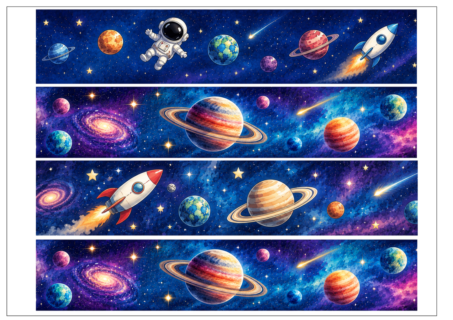 Tortenband Weltraum – Astronaut, Planeten & Rakete