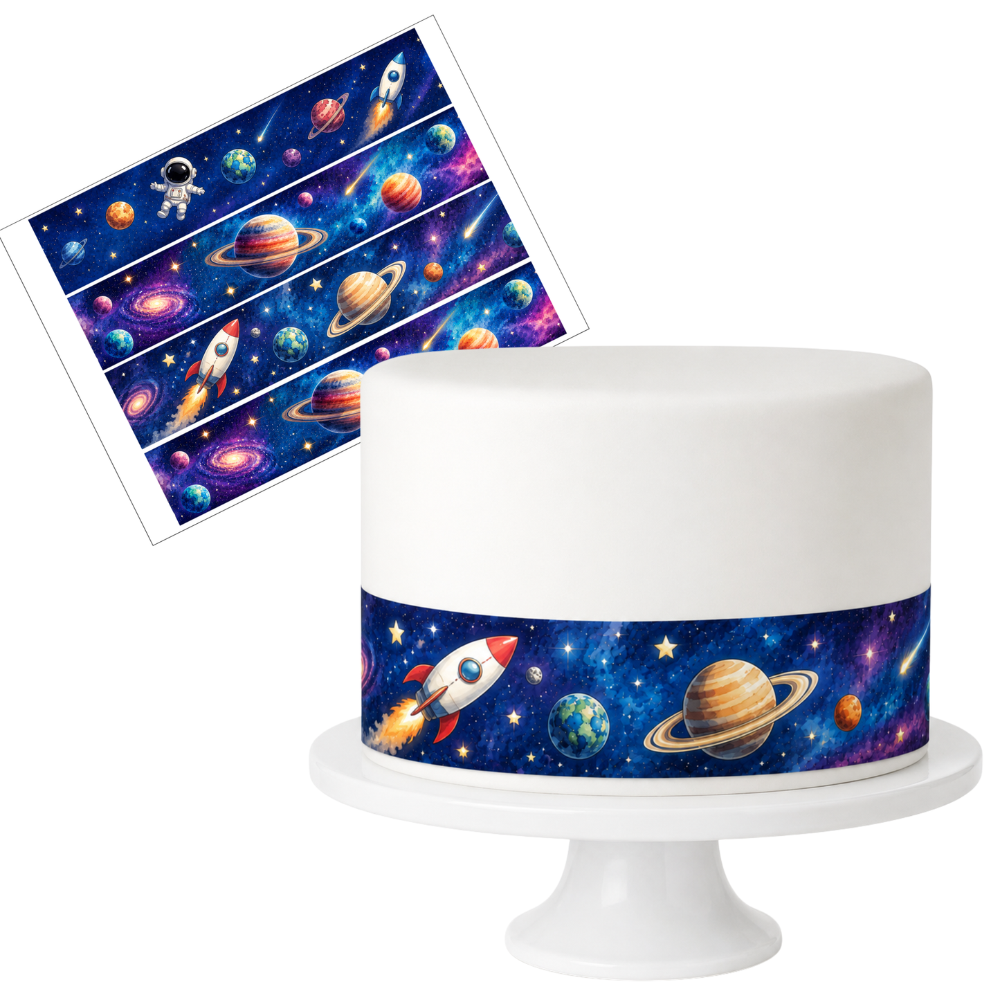 Tortenband Weltraum – Astronaut, Planeten & Rakete