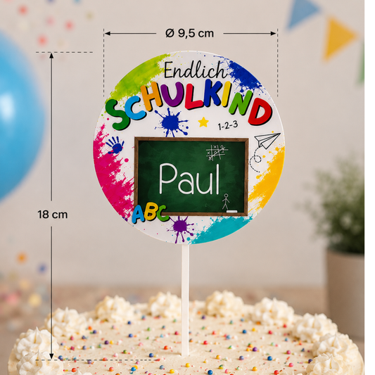 Tortenstecker Einschulung personalisiert – Endlich Schulkind