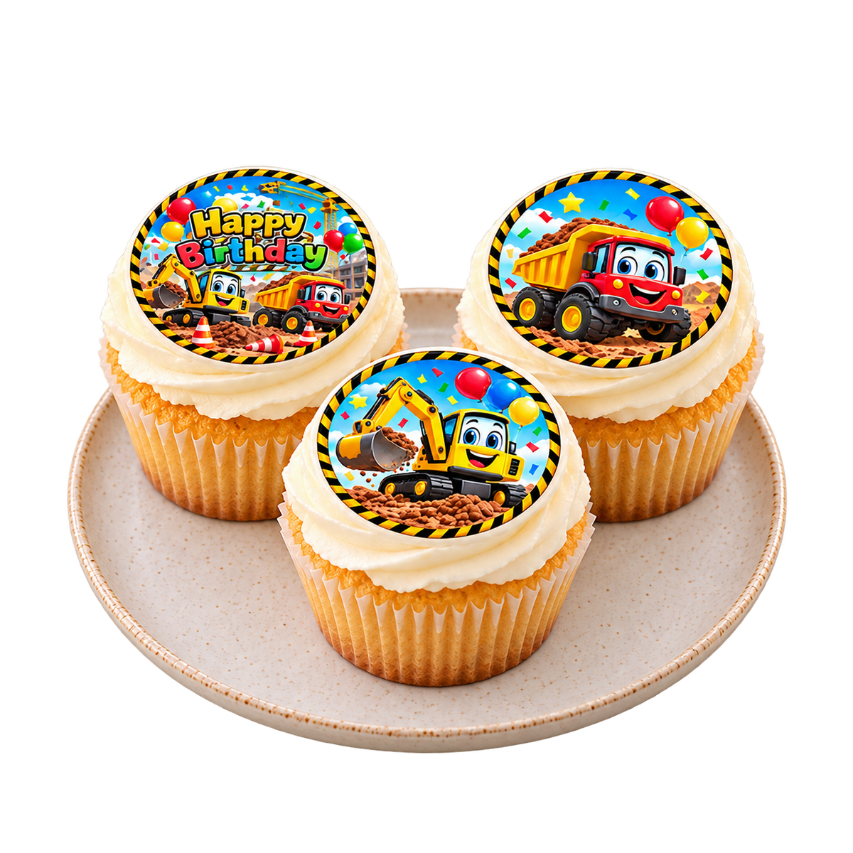 Muffinaufleger Bagger & Baustelle – 24 Stück