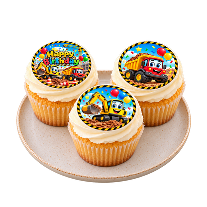 Muffinaufleger Bagger & Baustelle – 24 Stück