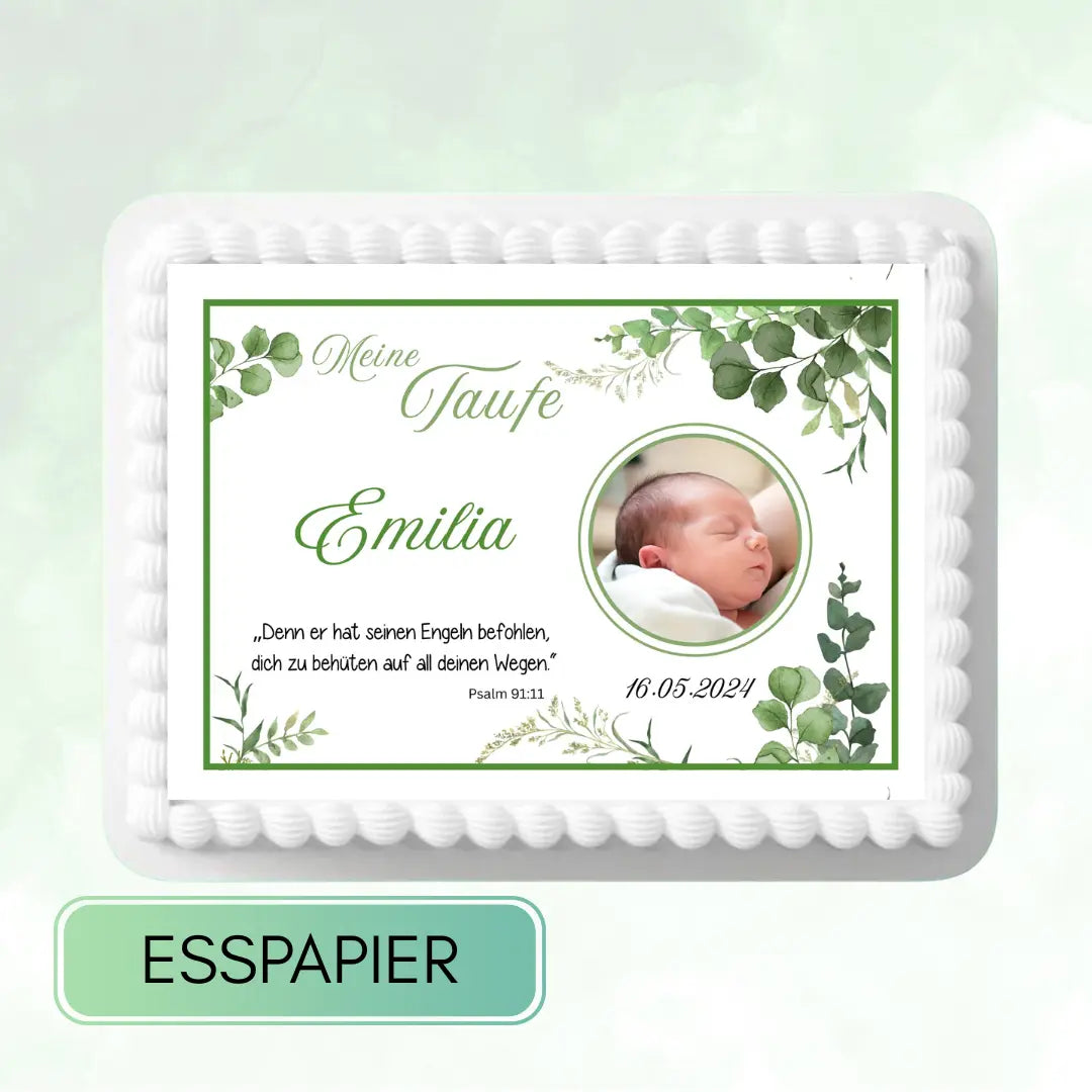 Personalisierter Tortenaufleger Taufe Datum Bild Name für Blechkuchen Funnybake-Backzubehör