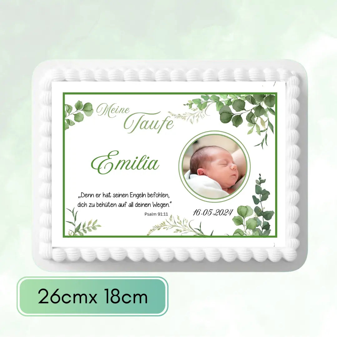 Personalisierter Tortenaufleger Taufe Datum Bild Name für Blechkuchen Funnybake-Backzubehör