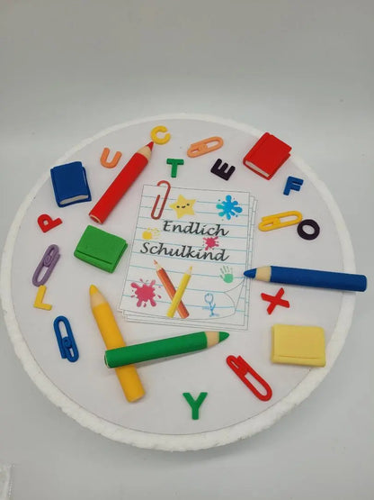 Endlich Schulkind ! Kombi-Set  aus Fondantdekorationen und Esspapier - Funny Bake