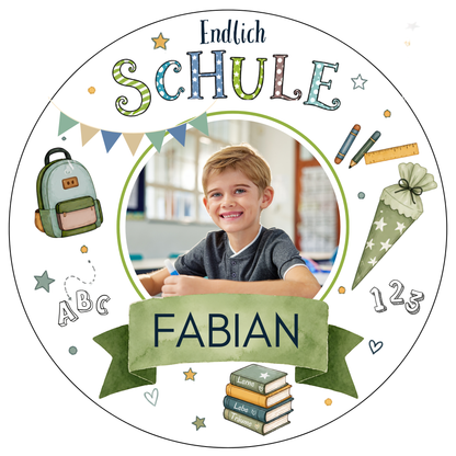 Tortenaufleger Einschulung Endlich Schule personalisiert