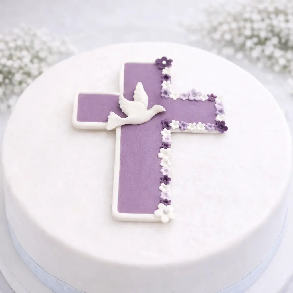 Kreuz aus Fondant – essbare Tortendekoration zur Taufe & Kommunion Funnybake