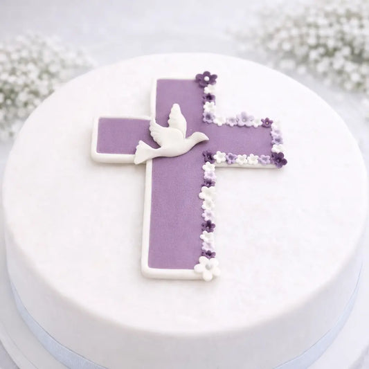 Kreuz aus Fondant – essbare Tortendekoration zur Taufe & Kommunion Funnybake