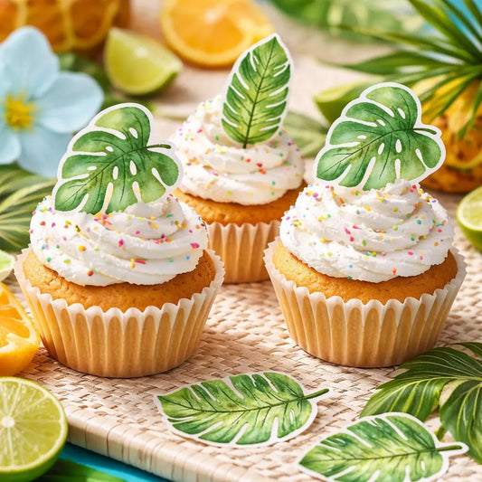 Palmenblätter aus Esspapier als Tortendeko und Muffinaufleger