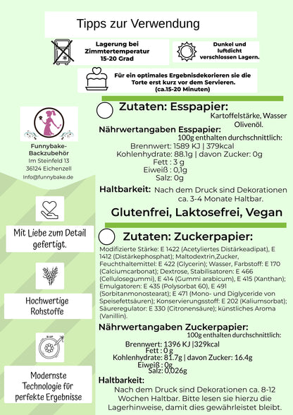 Tortenaufleger zur Kommunion in Eukalyptus & Gold mit Name und Datum