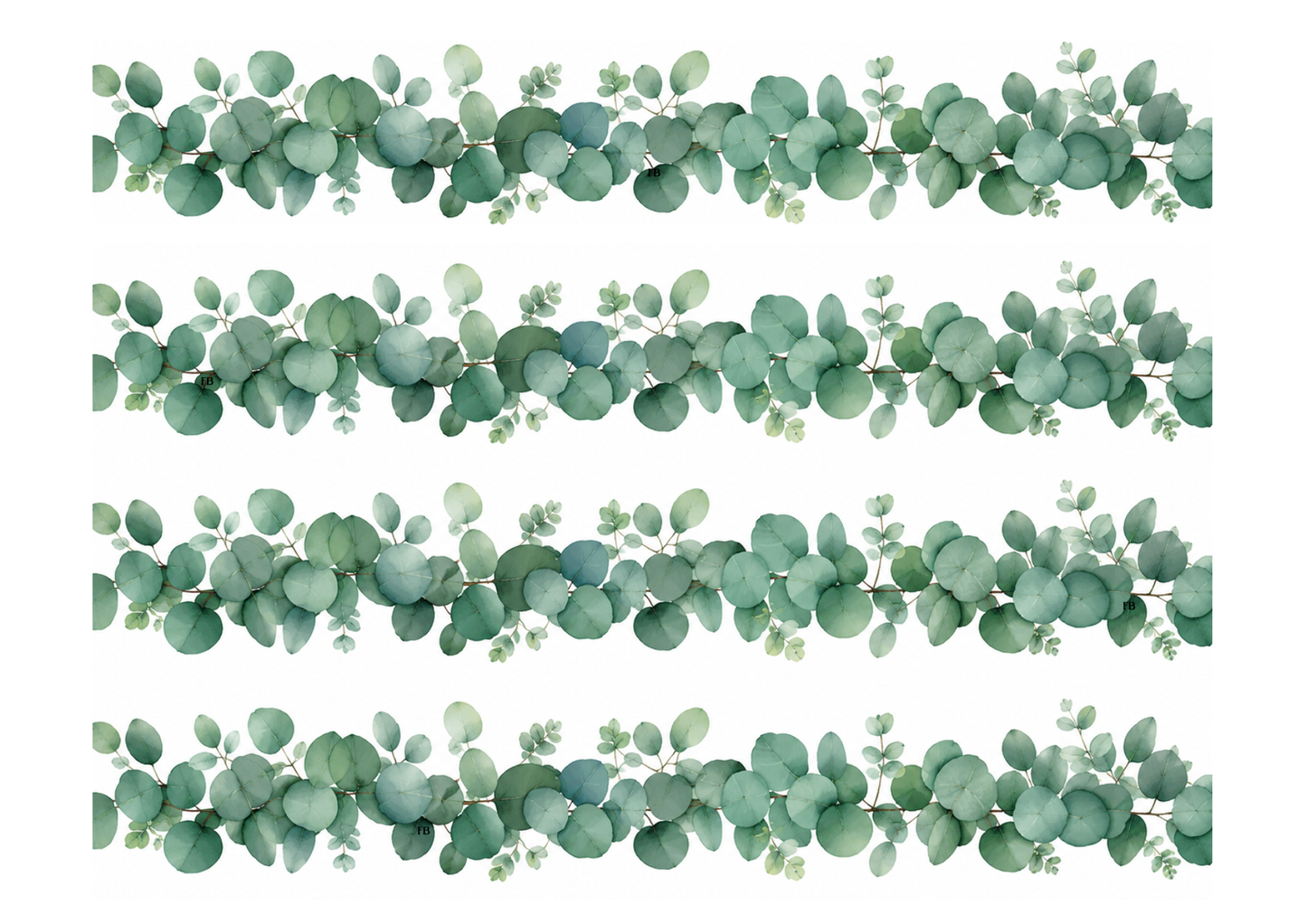 Tortenband Eukalyptus Efeu Ranke – essbares Zuckerpapier für Taufe, Hochzeit & Geburtstag