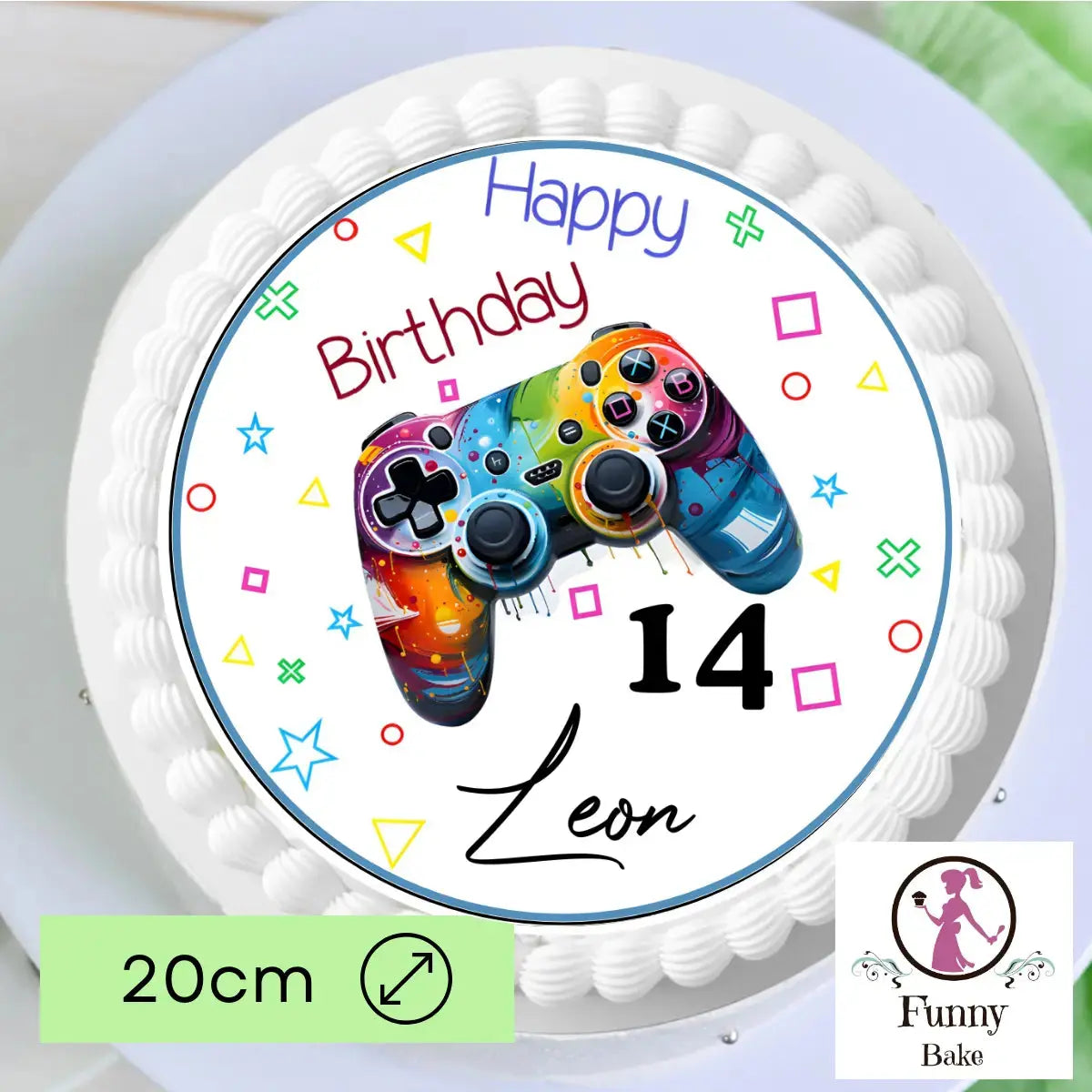 Tortenaufleger Gamer Controller – personalisiert mit Name & Wunschzahl Funnybake