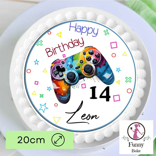 Tortenaufleger Gamer Controller – personalisiert mit Name & Wunschzahl Funnybake