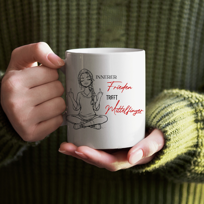 Tasse Innerer Frieden trifft Mittelfinger – Keramik Kaffeetasse