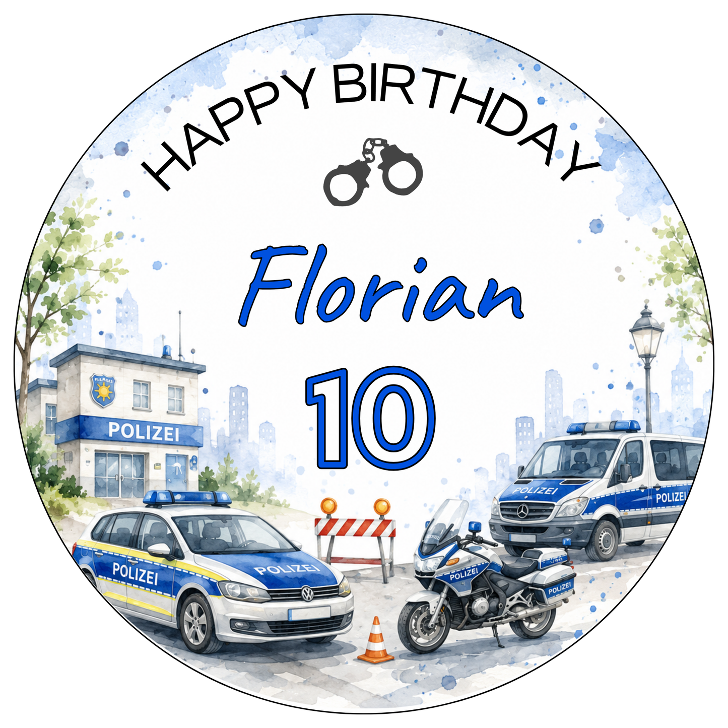 Tortenaufleger Polizei Kindergeburtstag mit Name