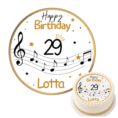 Tortenaufleger Noten personalisiert – Happy Birthday mit Name & Zahl