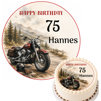 Tortenaufleger Happy Birthday Biker & Motorradliebhaber – personalisiert