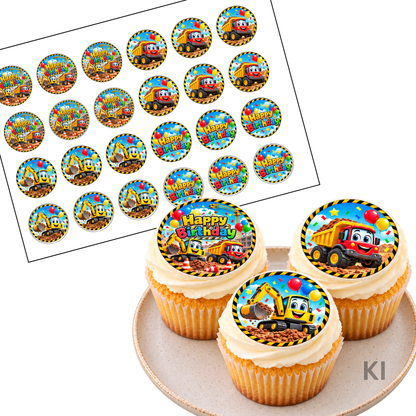 Muffinaufleger Bagger & Baustelle – 24 Stück