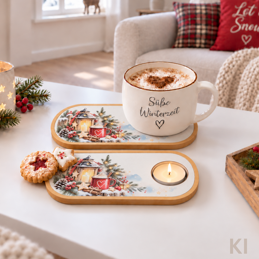 Untersetzer Laterne Weihnachten mit Teelichthalter