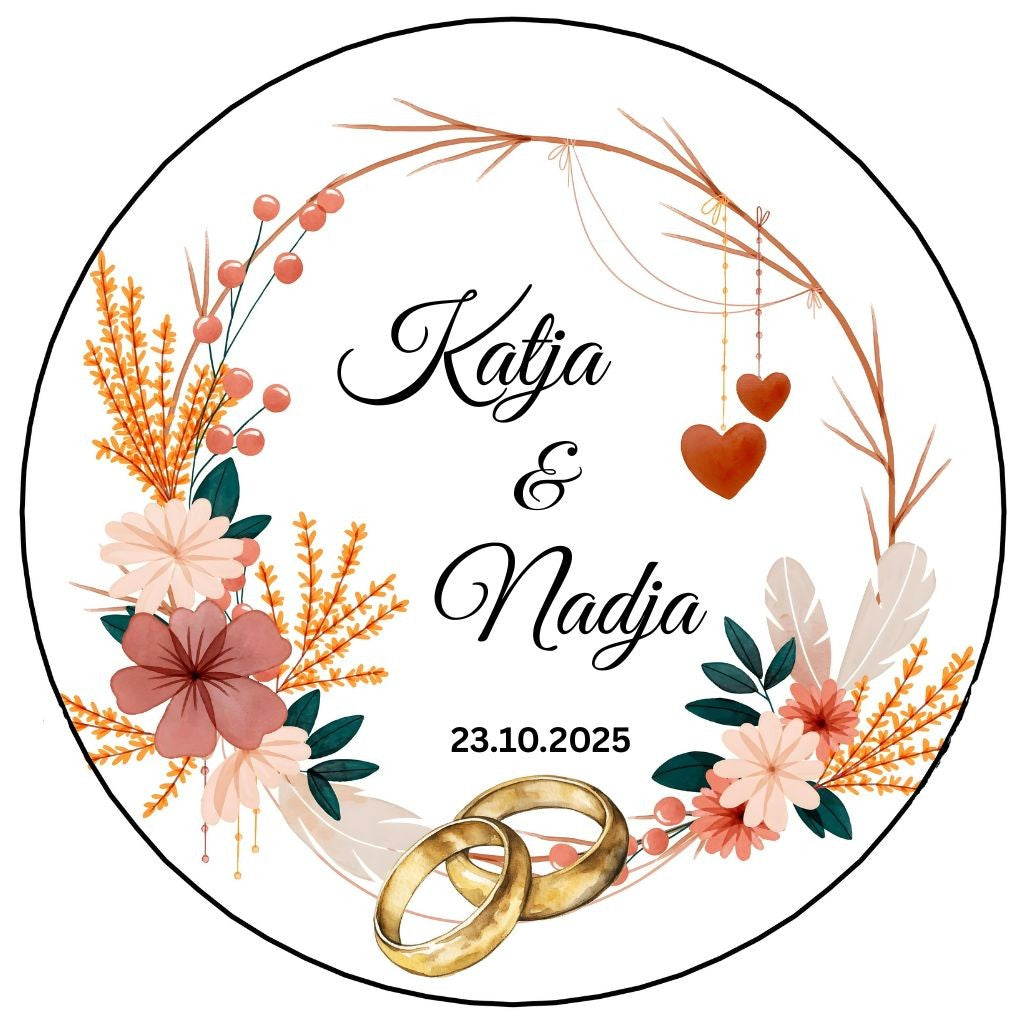 Tortenaufleger Hochzeit Boho Orange