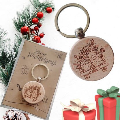 Schlüsselanhänger aus Holz mit Wichteln - Funny Bake