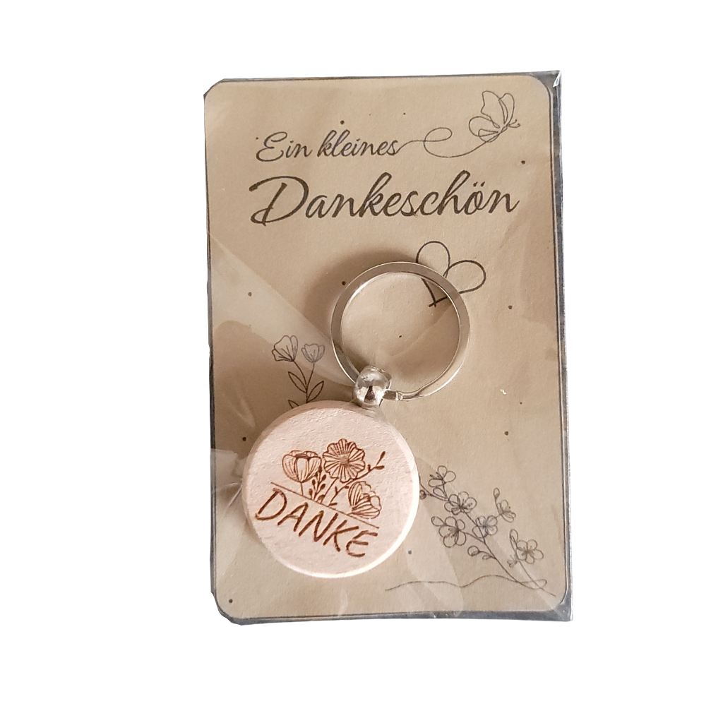Schlüsselanhänger „Danke“ – aus Holz graviert