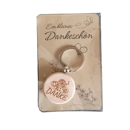 Schlüsselanhänger „Danke“ – aus Holz graviert - Funny Bake