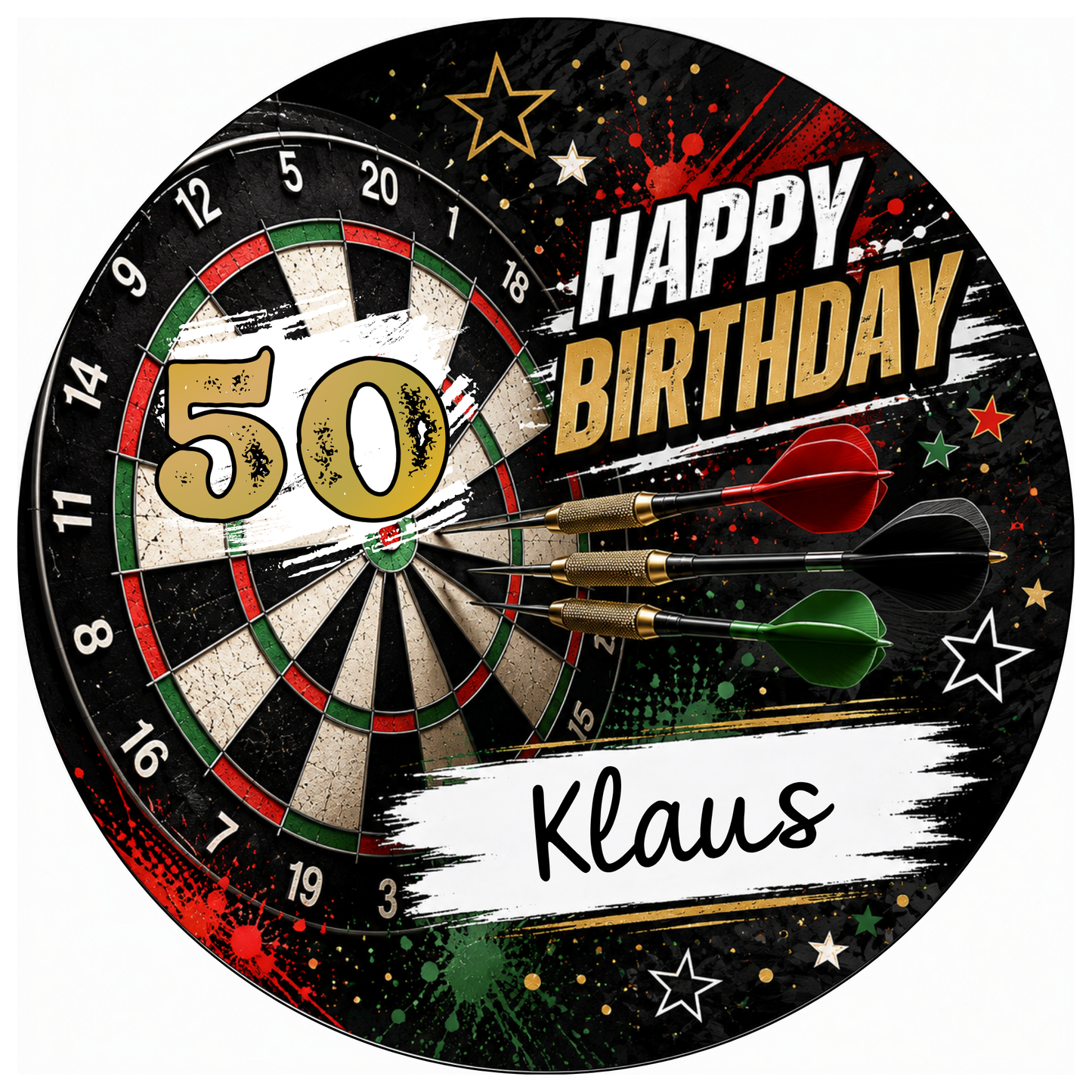 Tortenaufleger Dartscheibe Geburtstag personalisiert
