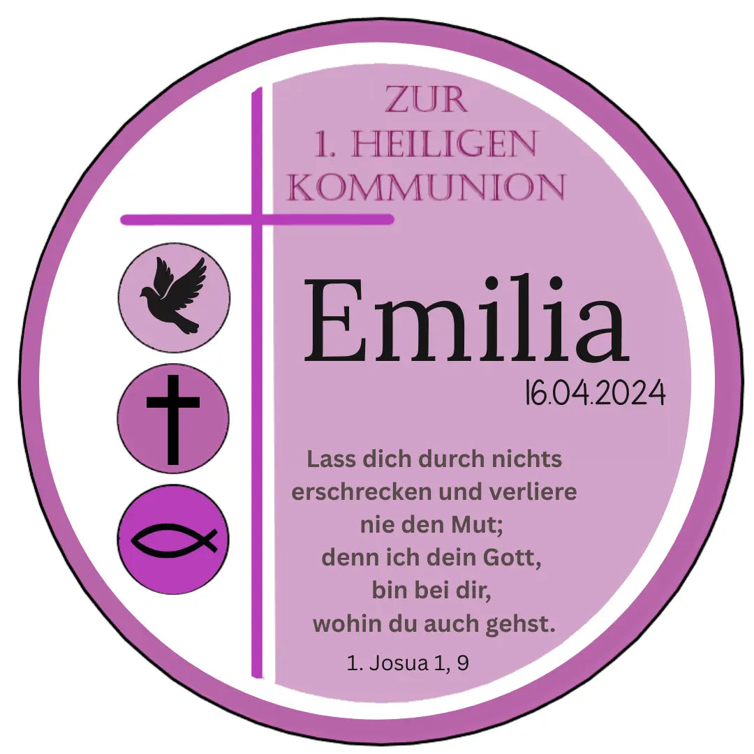 Tortenaufleger zur Kommunion in Pink & Altrosa – rund Funny Bake