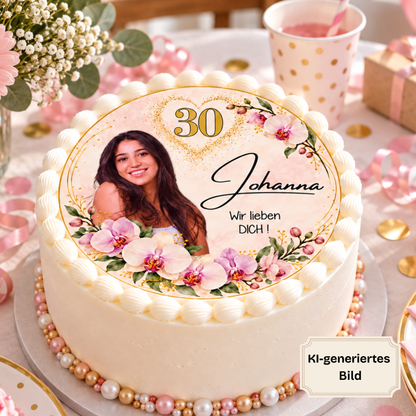 Tortenaufleger Geburtstag mit Foto, personalisiert