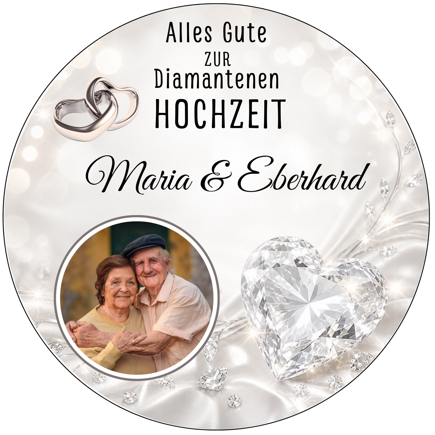 Tortenaufleger Hochzeitstag personalisiert mit Foto, Namen & Wunschzahl