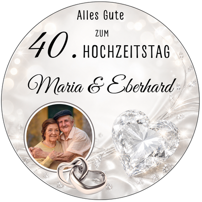 Tortenaufleger Hochzeitstag personalisiert mit Foto, Namen & Wunschzahl