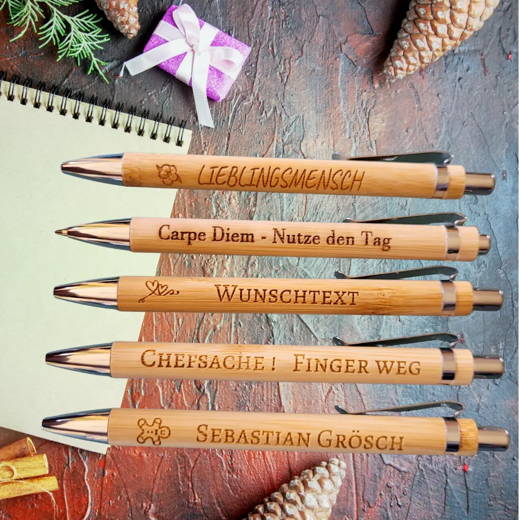Kugelschreiber aus Bambus - personalisiert - Funny Bake