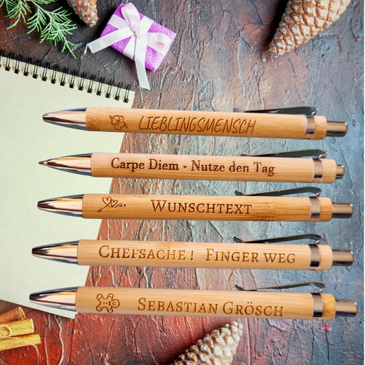 Kugelschreiber aus Bambus - personalisiert - Funny Bake