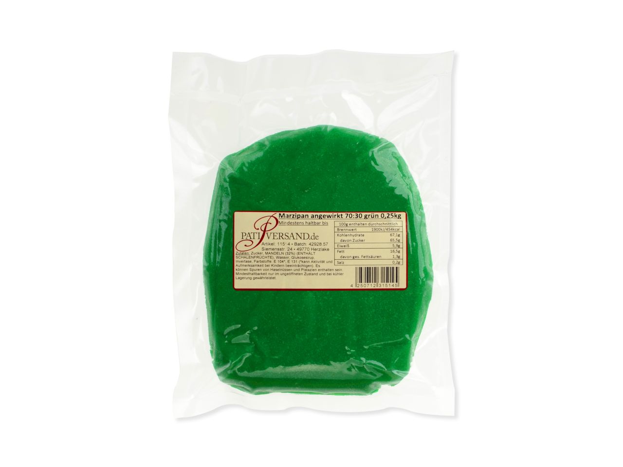 Marzipan, grün - angewirkt 70:30 0,25kg