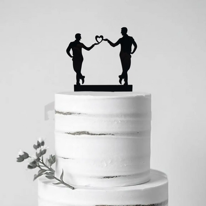 zwei-maener-herz-hände-tortenstecker-schwarz-acryl-13cm-15cm
