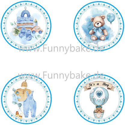 Muffin Aufleger Baby Blau Gender Reveal - Funny Bake