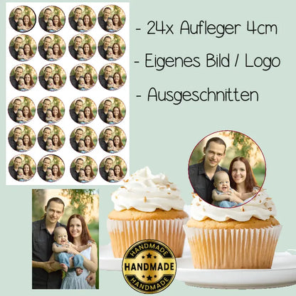 Muffin Aufleger - Eigenes Motiv 24 St. ca. 4cm rund - Funny Bake