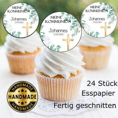 Muffin Aufleger -Meine Kommunion- mit Kreuz - Funny Bake