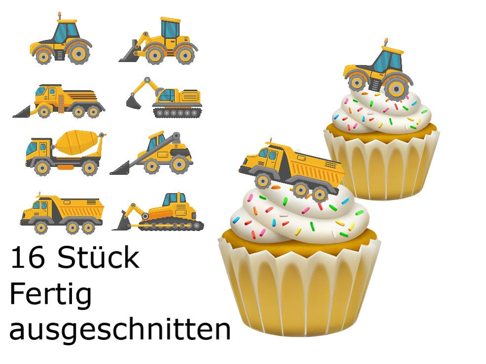 Muffin Aufleger Baustelle Fahrzeuge